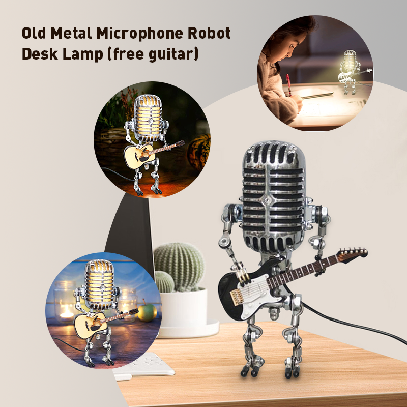 LAST DAY 65% OFF🎁Brivibe™ Vintage Metal Microphone Robot Desk Lamp🎸(Get Free Guitar)