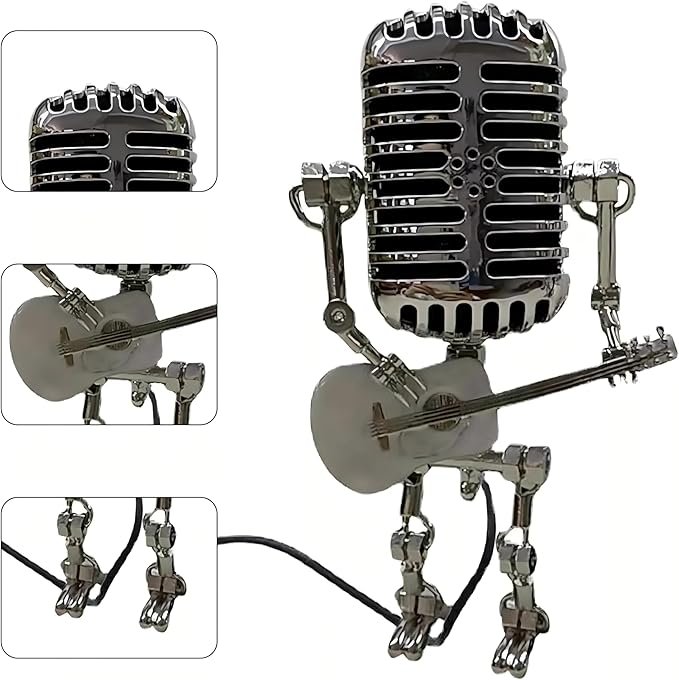 LAST DAY 65% OFF🎁Brivibe™ Vintage Metal Microphone Robot Desk Lamp🎸(Get Free Guitar)