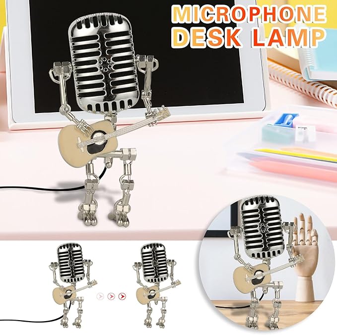 LAST DAY 65% OFF🎁Brivibe™ Vintage Metal Microphone Robot Desk Lamp🎸(Get Free Guitar)