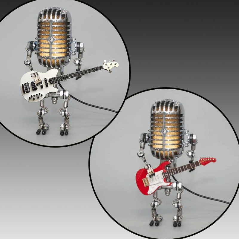 LAST DAY 65% OFF🎁Brivibe™ Vintage Metal Microphone Robot Desk Lamp🎸(Get Free Guitar)