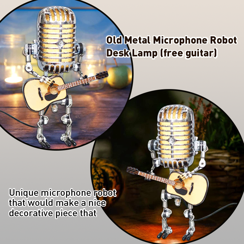 LAST DAY 65% OFF🎁Brivibe™ Vintage Metal Microphone Robot Desk Lamp🎸(Get Free Guitar)
