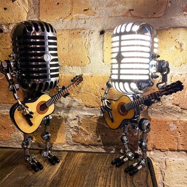 LAST DAY 65% OFF🎁Brivibe™ Vintage Metal Microphone Robot Desk Lamp🎸(Get Free Guitar)