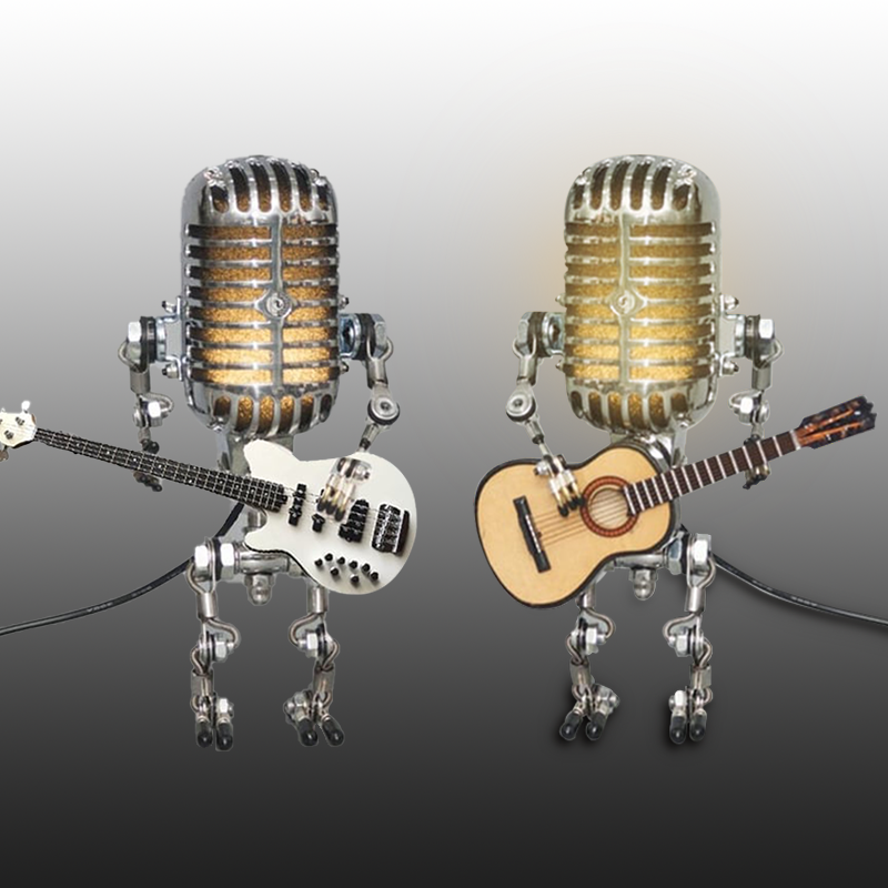 LAST DAY 65% OFF🎁Brivibe™ Vintage Metal Microphone Robot Desk Lamp🎸(Get Free Guitar)