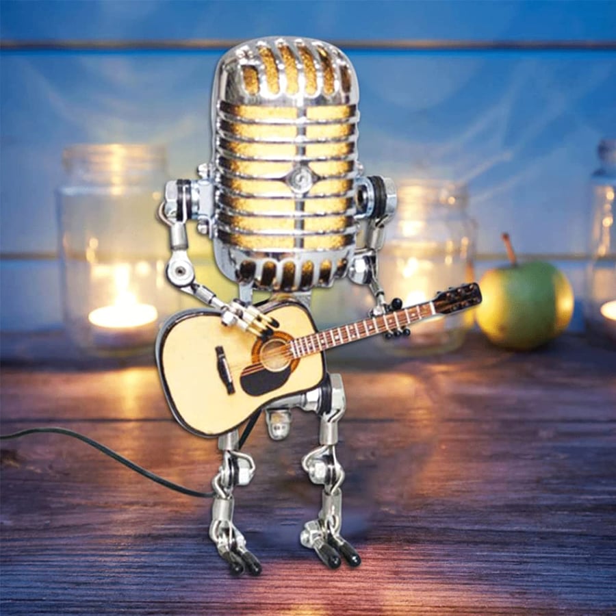 LAST DAY 65% OFF🎁Brivibe™ Vintage Metal Microphone Robot Desk Lamp🎸(Get Free Guitar)