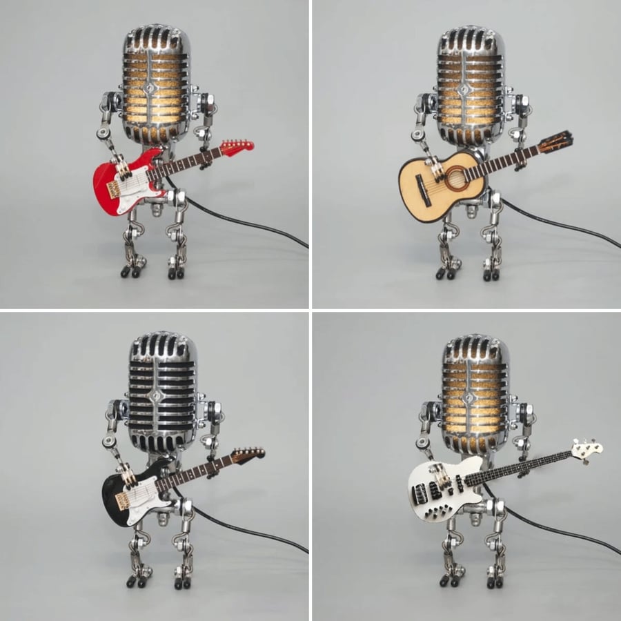 LAST DAY 65% OFF🎁Brivibe™ Vintage Metal Microphone Robot Desk Lamp🎸(Get Free Guitar)